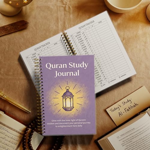 Premium Quran Study Journal - A5 Spiral Bound Islamic Reflection Notebook with 120 Pages 100gsm Thick Paper - Arabic & Translation Tracker for Daily Quranic Study, Memorization & Ramadan Gifts (Luminous Black) - color: Luminous Black