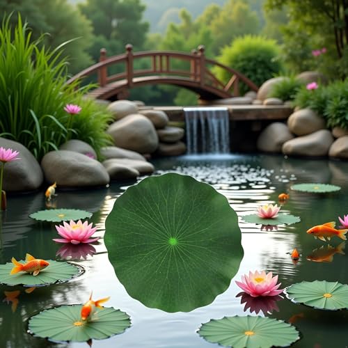 2Pcs 28cm Lily Pads for Ponds, Artificial Floating Lotus Leaves Fake Foliage Plant Garden Pond Pool Decor Artificial Plants and Flowers