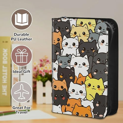 Bible Cover Case for Women, PU Leather Large Bible Cases with Zipper Fits Books Up to 12" x 9" x 2.76”, Bible Carrying Bag for Men, Cartoon Cat - color: Cartoon Cat