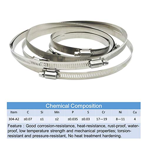 5" Adjustable 304 Stainless Steel Duct Clamps Hose Clamp Pipe Clamp Air Ducting Clamp worm drive hose clamps (8Pcs) - size: 5" -8Pcs