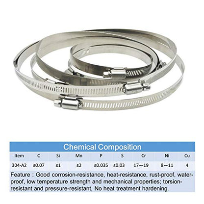 5" Adjustable 304 Stainless Steel Duct Clamps Hose Clamp Pipe Clamp Air Ducting Clamp worm drive hose clamps (8Pcs) - size: 5" -8Pcs