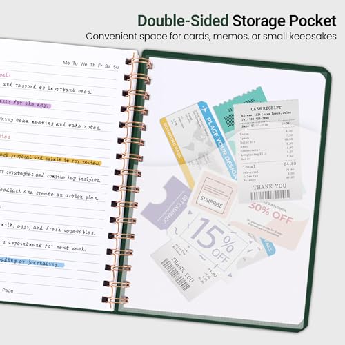 CICPAP Lined Spiral Journal Notebook, A5 College Ruled Notebook for Journaling, Note-Taking, and Daily Planning, Durable Hardcover with an Elegant Design，Dark Green - color: G.Dark Green