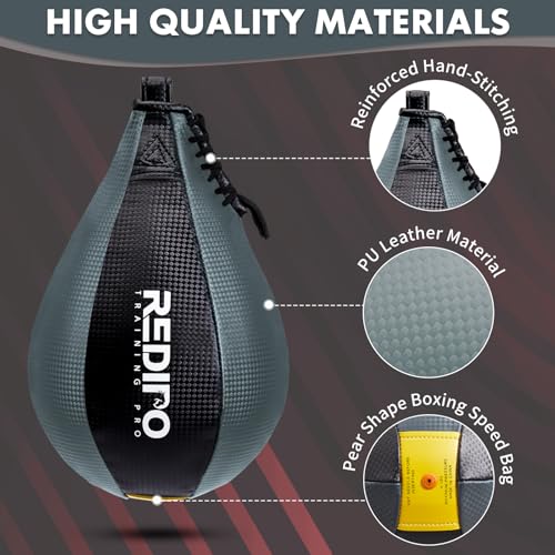 Boxing Speed Bag - PU Leather Speed Punching Ball for Boxing, MMA Training Speed Ball Reflex Ball Boxing Equipment, Punching Bag Workout Kicking Training Home Gym Exercise Speed Ball - color: Grey