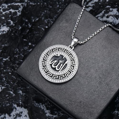 PELOVNY Allah Necklace for Men Women 925 Sterling Silver Islam Allah Pendant Chain Islamic Muslim Religious Jewelry Gifts - color: Allah-06