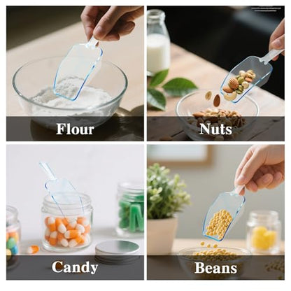 12 Pcs Blue Plastic Ice Scoop, Medium Multi Purpose Plastic Ice Scoop Sets, Ices Cube Scoops for Freezer Ices Machine Dry Goods Canisters Candy Buffet Kitchen Food Coffee Wedding Desserts（6.7 Inch） - color: Blue