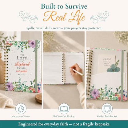 Hardcover Blank Christian Notebook – 140 Pages – Psalm 23:1 | Lined Pages with Bible Verse Cover – Inspirational Writing Spiral Notebook for Bible Study, "Lord is my Shepherd" - color: Shepherd