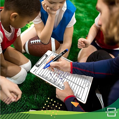 SCRIBBLEDO Football Dry Erase Whiteboard for Coaches, 15x9 Double Sided Coaching Clipboard for Plays Drills and Lineups, Coach Gift