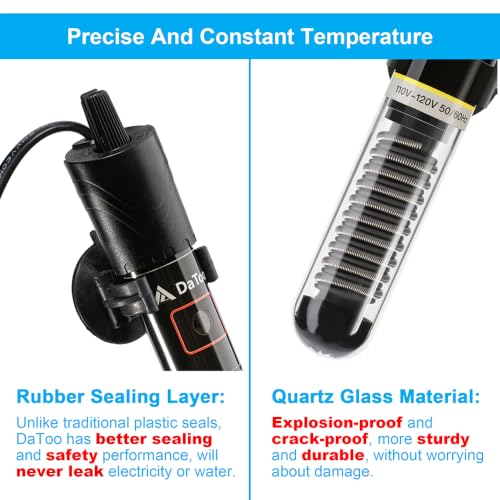DaToo Mini Aquarium Heater 300W Small Fish Tank Heater 300 Watt with Free Thermometer Sticker(300W) - size: 300W