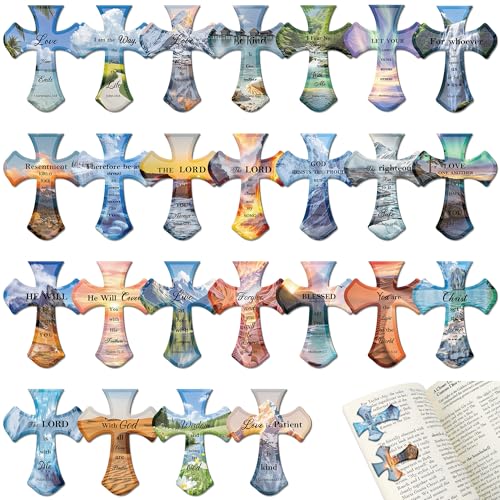 50 PCS Bible Magnetic Bookmarks, Christian Bookmarks Bulk Cross Clips - style: Scenery