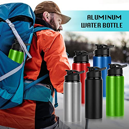 10 Pack Water Bottles Bulk, 20oz Sports Aluminum Water Bottle with Snap Lids Metal Reusable Leak proof Personalized Bottle for Travel Camping Gym Hiking Fishing(Black) - color: Black