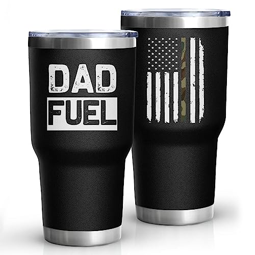 Dad Gifts for Men DAD FUEL Tumbler 30 Oz Stainless Steel Insulated Cup Tumbler Coffee Mug with Lid and Straw Mens Father's Day, Christmas and Birthday Gifts Idea - color: DAD-Fuel-01