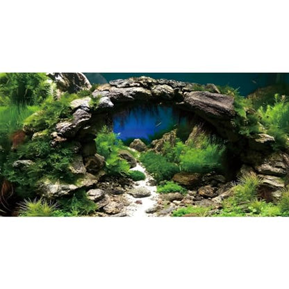 30x12 in Arch Stone Aquarium Backdrop Aquatic Plant Fish Tank Background - size: 30x12in/75x30cm