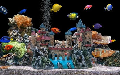 M2cbridge Antique Roman Column Ruins European Castle Aquarium Decorations Fish Tank Hideout Rocks (Large Castle) - color: Large Castle