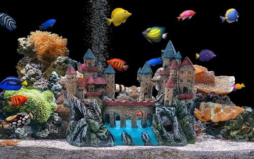 M2cbridge Antique Roman Column Ruins European Castle Aquarium Decorations Fish Tank Hideout Rocks (Large Castle) - color: Large Castle
