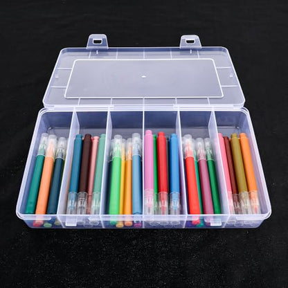 Styquenzer 2 Pack Tackle Box Organizer 6 Grids, Clear Plastic Fishing Tackle Box, Compartment Storage Box, Craft Organizer for Lure Bait Hooks Storage Screws Nail Pins(8.18×4.64×1.29inch)