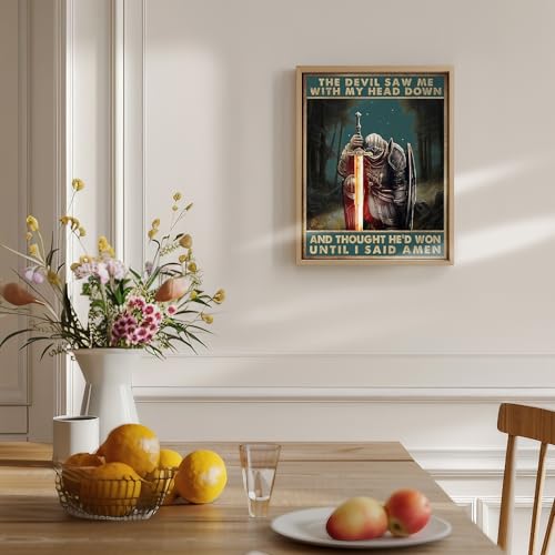 Christian Knight Wall Art 11x14 - Religious Warrior Prayer Print - Inspirational Faith Quote Poster - Men's Office Man Cave Decor - Unframed - size: 11"L x 14"W