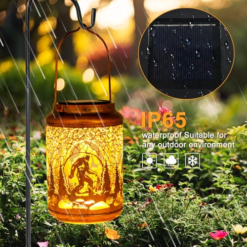 YISITEONE Bigfoot Outdoor Solar Lanterns, Garden Waterproof Metal Hanging Decor Lights for Patio Yard Pathway Lawn Front Porch, Big Foot Sasquatch Birthday Gardening Gifts for Men Women Mom Grandma - style: Bigfoot