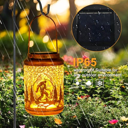 YISITEONE Bigfoot Outdoor Solar Lanterns, Garden Waterproof Metal Hanging Decor Lights for Patio Yard Pathway Lawn Front Porch, Big Foot Sasquatch Birthday Gardening Gifts for Men Women Mom Grandma - style: Bigfoot