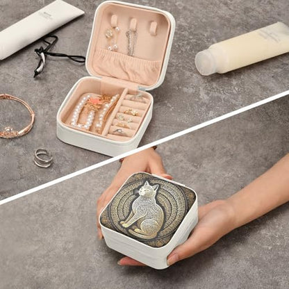 Arabic Calligraphy Cat Islamic Art jewelry storage box Travel Jewelery Organizer Portable for Women Ladies