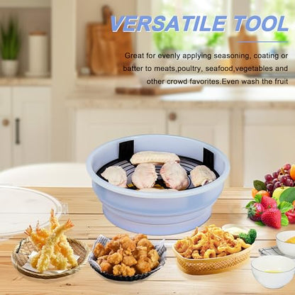 Collapsible Batter Bowl - Breading Bowl Shaker with Lid , Light Blue - color: Light Blue