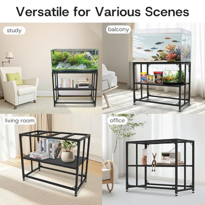 Fish Tank Stand, 40 Gallon Heavy Duty Metal Aquarium Stands, Reptile Tank, Turtle Tank, Breeder Tank Stand, 660LBS Capacity Terrarium Stand Rack with 2-Tier Storage Shelves (Black, 36.5"x18.5"x29.5") - color: Black, size: (40 Gallon)36.5"x18.5"