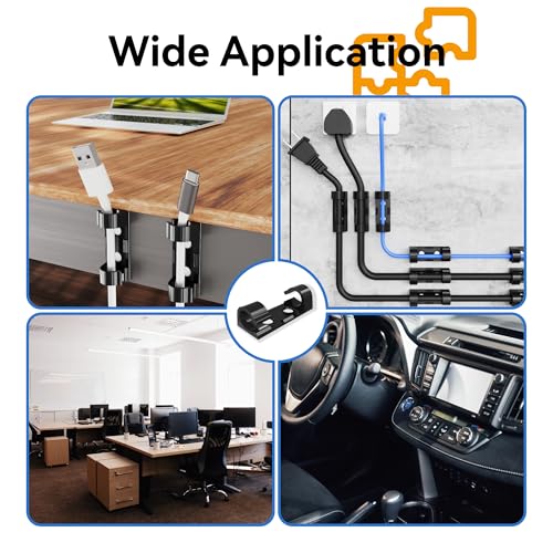 50Pcs Adhesive Cable Clips, Cord Management Clips Wire Holders for Cords Cable Holder Clip Cable Management Clips for Under Desk/Car/Wall/TV/PC/Ethernet Cable (Black) - style: Adhesive Round Cable Clips 50Pcs