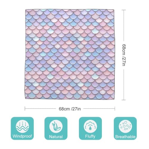 Women’s Square Scarf 27"x27", Lightweight Chiffon Satin Feel Fashion Scarf for Neck Hair Band Head Wrap Bag Accessory - color: Pastel Fish Scale