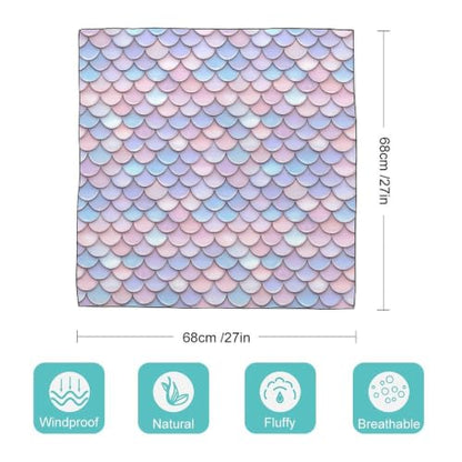 Women’s Square Scarf 27"x27", Lightweight Chiffon Satin Feel Fashion Scarf for Neck Hair Band Head Wrap Bag Accessory - color: Pastel Fish Scale