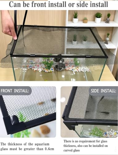 Fish Tank Cover Net Aquarium Lid Mesh Top Hood with Feeding Windowv(60x60cm-23.6x23.6in) - size: 60x60cm-23.6x23.6in