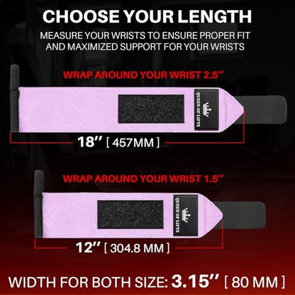 TECEUM Weightlifting 18" & 12" Wrist Wraps with Thumb Loop – Heavy Duty Wrist Workout Braces for Men and Women – Ideal for Powerlifting, Strength Training, Bodybuilding - color: Pink, style: 12" – Queen of Lifts