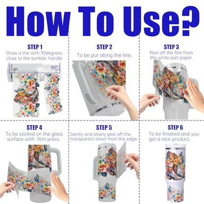 6 PCS Colorful Cow UV DTF Stickers, UV DTF Cup Wrap for 40oz | Vibrant washable UV DTF cup wrap transfers with strong adhesion for glass cups, mugs and smooth hard surfaces - style: Colorful Cow