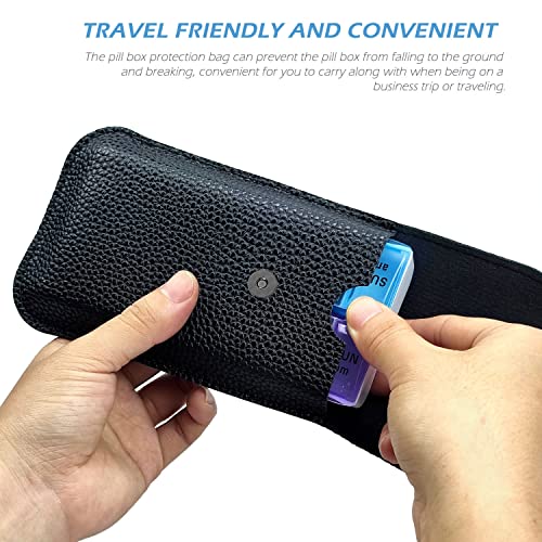 VOFOON Travel Pill Organizer 2 Times a Day, Large AM PM Pill Organizer 7 Day, PU Leather Daily Pill Box Case, Weekly Pill Medicine Organizer for Vitamins Medicine Fish Oils Supplements (L Size) - size: Large 7 Days x 2 Compartments
