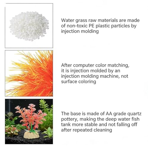 2 Pack Aquarium Plants Decorations Plastic Realistic Fish Tank Plants with Weighted Waterscape Fish Hides Mini Grass Set
