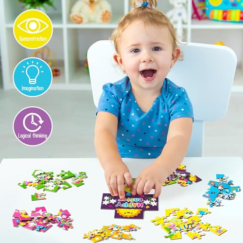 Haooryx Easter Cross Jigsaw Puzzles - 12 Pcs Cartoon Religious Jesus He Is Risen He Lives Easter Hello Spring Jigsaw Challenging Puzzle Family Home Decor Game Nights Party Gift Toy Interlock Perfectly - style: Easter Cross
