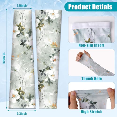 Bebila Gardening Sleeves for Women Farm UV Sun Protection Anti-Scratch Cooling Sleeves with Thumb Hole Arms Cover Outdoors - color: Combination -1