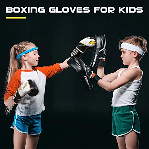 CKE Kids Boxing Gloves for Kids Boys Girls Junior Youth Toddlers Age 5-12 Years Training Boxing Gloves for Punching Bag Kickboxing Muay Thai - color: BLACK