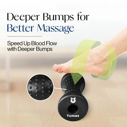 Tumaz Foot Roller for Deep Tissue Massage & Reflexology | Ergonomic Roller | Deep Tissue Massage | Reflexology | Portable Design | Ideal for Foot Recovery - color: Black