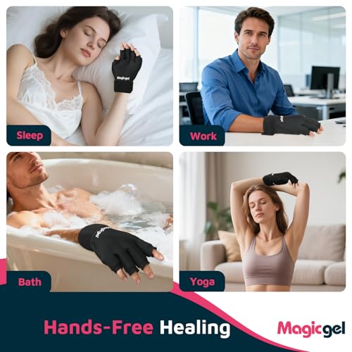 Magic Gel Hand Ice Pack Gloves - Cold Compress Cooling Gel Ice Gloves - Wrist Wrap or Hot Compress - Sports Packs for Hands - Dual Hand Heat Packs - 2 Pack - size: 2 Pack - Ice Glove Pack