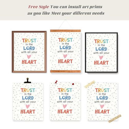LARTSFRO Bible Christian Wall Art Decor Posters Prints, Inspirational Bible Verses Room Bathroom Bedroom Playroom Dorm Wall Art Decor Aesthetic for Nursery Baby Kids Teen Girls Gifts, Christian Classroom Wall Decor, 10x8 Inch Set of 4 Pcs Pictures (UNFRAM