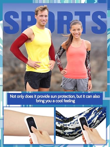 Tisancy 10 Pairs Sun Protection UV Arm Sleeves Cooling Anti Slip Compression Sleeves Sports Polyester Cycling Covers - size: Large, style: Stripe Style