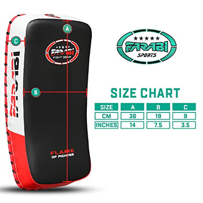 Farabi Thai Pad Training Kick Pad Curved Coaching Pad Kicking Mix Martial Arts x 1 Single Unit - color: Red