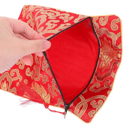 Red Silk Scripture Bag for Documents and Buddhist Scriptures Book Cloth Wrap with Easy Cleaning and Protective Features Serene Buddhist Atmosphere Purse Storage for Books