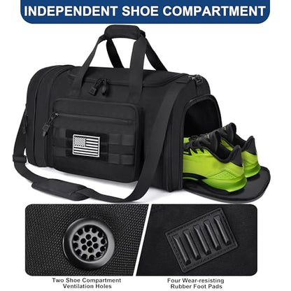 HILOMON Duffle Bag for Travel Mens Gym Sport Overnight Weekender Bags | 38L-45L Expandable Capacity, Airline Approved Carry-On Size, YKK Zippers, Separate Ventilated Shoe Compartment
