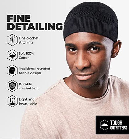 Tough Headwear Kufi Hat - Kufi Hats for Men Muslim, Turkish Kufi Cap - color: Black Lattice