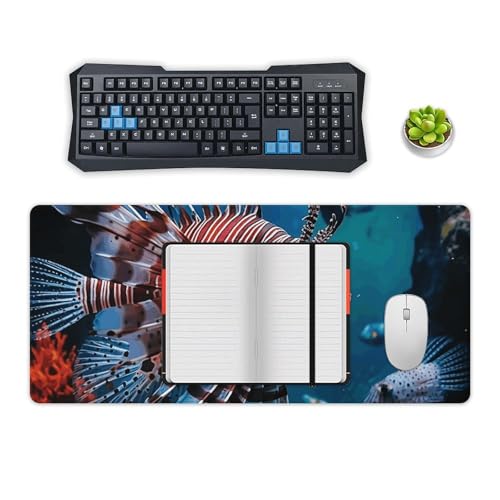 Large Size Gaming Mouse Pad Fish in Fish Tank Desk Mat Non-Slip Base Waterproof Desktop Writing Pad for Office Home - color: Fish in Fish Tank, size: 40x90cm