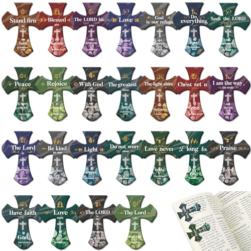 50 PCS Bible Magnetic Bookmarks, Christian Bookmarks Bulk Cross Clips - style: Vintage