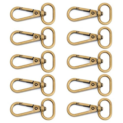 CRAFTMEMORE Snap Hook Swivel Push Gate Lobster Clasps Fashion Clips Purse Making FS10 Pack of 10 (Antique Brass, 3/4 Inch) - color: Antique Brass, size: 3/4 Inch