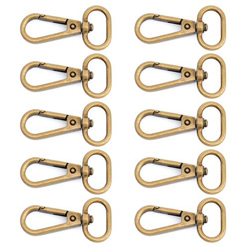 CRAFTMEMORE Snap Hook Swivel Push Gate Lobster Clasps Fashion Clips Purse Making FS10 Pack of 10 (Antique Brass, 3/4 Inch) - color: Antique Brass, size: 3/4 Inch