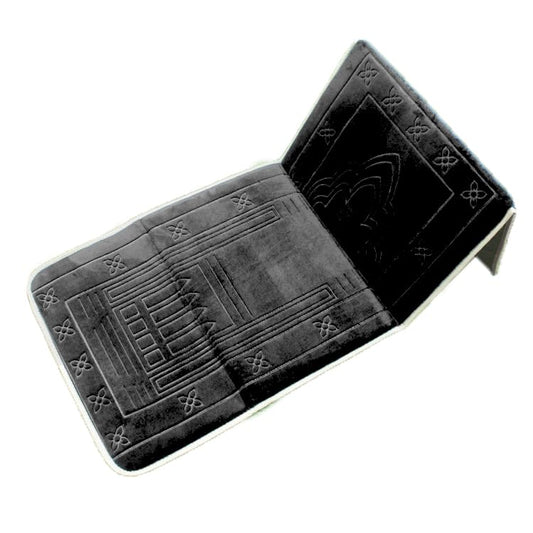 Sajadah Prayer Mat Thick Muslim Prayer Rug Foldable Travel Prayer Mat Muslim Portable Prayer Mat Padded Islam Janamaz, Black - color: Black