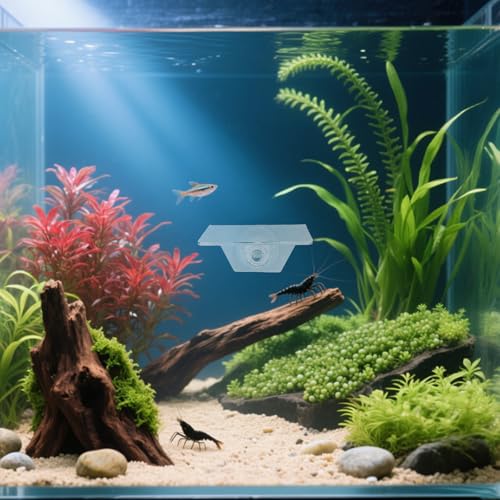 2pcs Aquarium Shelf, Acrylic Plant Holder with Suction Cup, Transparent Ledge Shelf for Fish Tank Small Floating Platform for Aquatic Plants Coral Display